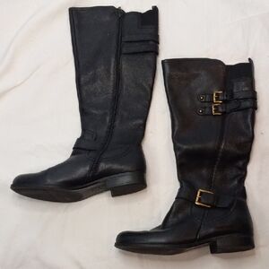 Sleek Black Over the Knee Boots with Buckle Detail